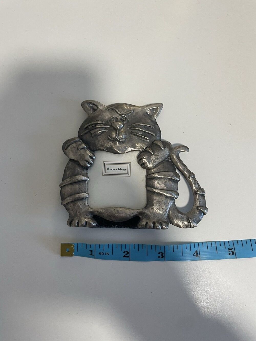 Ashleigh Manor Cat Frame Silver Pewter Vintage Cute